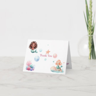 Carte De Remerciements Customizable Mermaid Birthday Girls