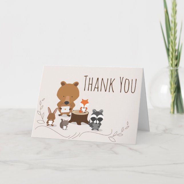 Carte De Remerciements Cute animal des bois (Devant)