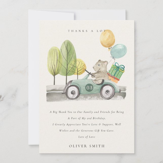 Carte De Remerciements Cute Aqua Green N'importe quel âge Anniversaire Fê (Devant)
