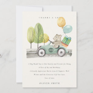 Carte De Remerciements Cute Aqua Green N'importe quel âge Anniversaire Fê