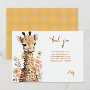 Carte De Remerciements Cute Aquarelle Baby Giraffe Baby shower