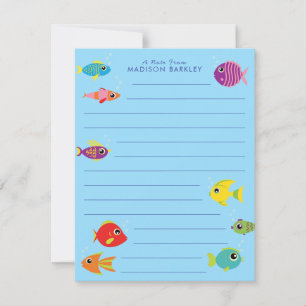 Carte De Remerciements Cute Aquarium Fish Cards stationnaires plats pour 