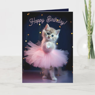Carte De Remerciements Cute Ballerina Kitten Joyeux anniversaire