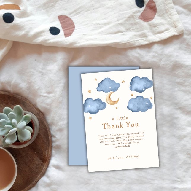 Carte De Remerciements Cute Blue Moon Stars Twinkle Twinkle Baby shower (Cute Blue Moon Stars Twinkle Twinkle Baby Shower Thank You Card)
