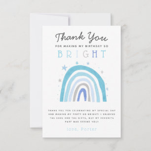 Carte De Remerciements Cute Blue Rainbow Boys fête d'anniversaire