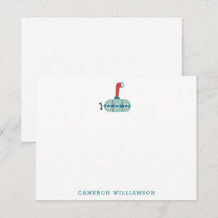 Carte De Remerciements Cute Blue Sous-marin Bateau Stationery personnalis