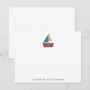 Carte De Remerciements Cute Blue Voilier Voile Stationery personnalisée