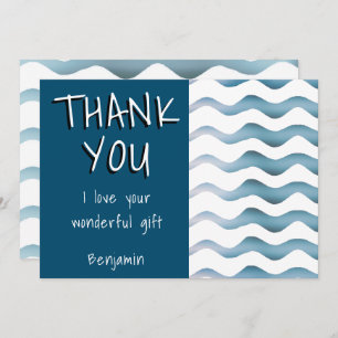 Carte De Remerciements Cute Blue Wave Boy Anniversaire