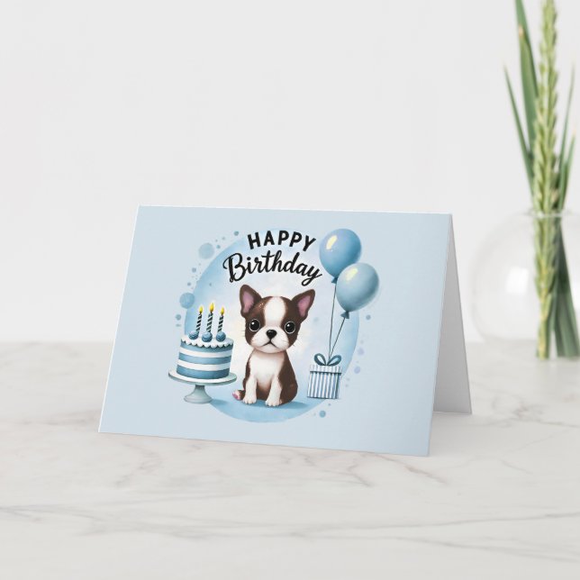 Carte De Remerciements Cute Boston Terrier Birthday Card  (Devant)