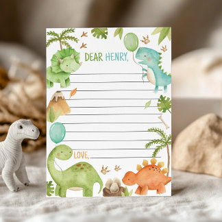 Carte De Remerciements Cute Boy Dinosaur Time Capsule Note Message Card