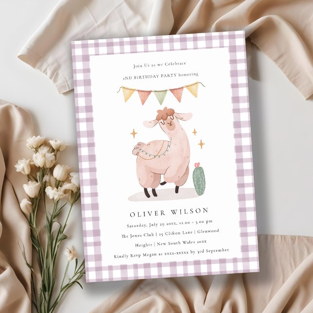 Carte De Remerciements Cute Cactus Boho Llama N'importe quel âge Annivers (Créateur téléchargé)