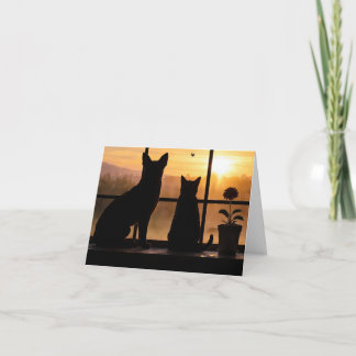 Carte De Remerciements Cute Cat and Dog Blank Note