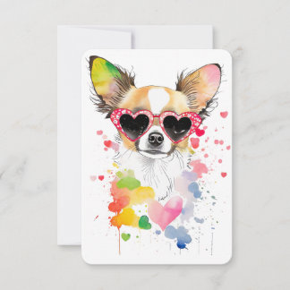 Carte De Remerciements Cute Chihuahua avec Lunettes de soleil Coeur