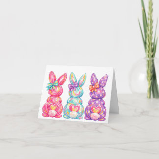 Carte De Remerciements Cute colourful bunny rabbits easter card
