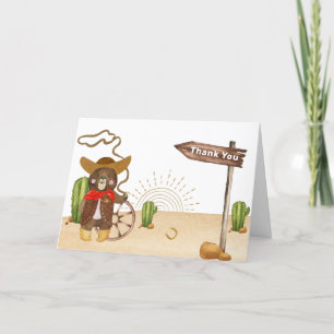 Carte De Remerciements Cute Cowboy Oear Western Rodeo Cactus Baby shower