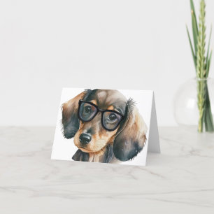 Carte De Remerciements Cute Dachshund avec lunettes noires