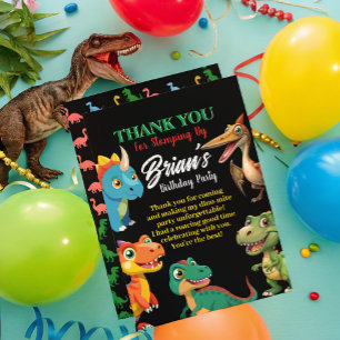 Carte De Remerciements Cute Dinosaures ruer garçon Anniversaire Invitatio