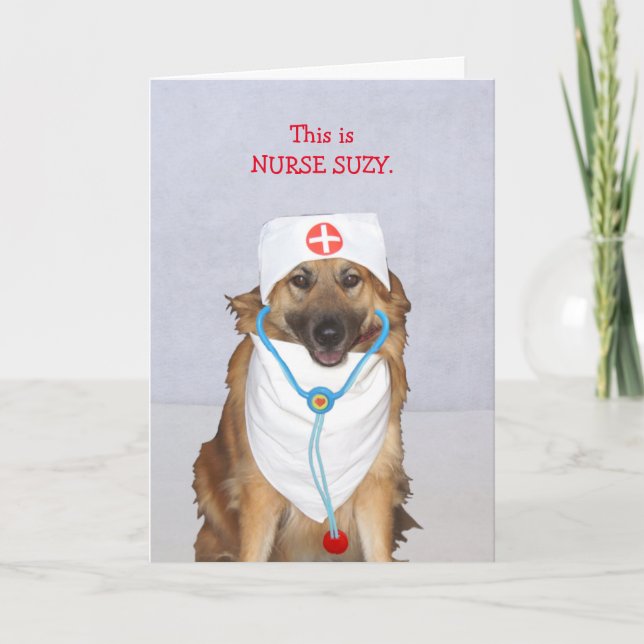 Carte De Remerciements Cute Dog Nurse Get Well Card (Devant)