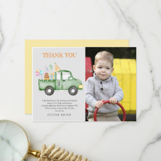 Carte De Remerciements Cute Dusky Green N'importe quel âge fête d'anniver
