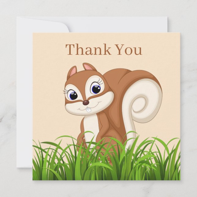Carte De Remerciements Cute écureuil ajouter du texte (Devant)