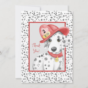 Carte De Remerciements Cute Fire Fighter Dalmatien Anniversaire