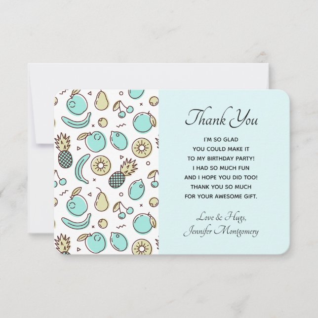 Carte De Remerciements Cute Fruit Motif Summery Thème (Devant)