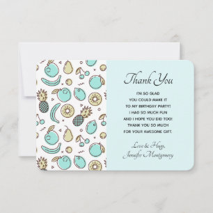 Carte De Remerciements Cute Fruit Motif Summery Thème