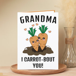 Carte De Remerciements Cute Funny Carrot Pun Grand-mère Joyeux anniversai