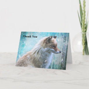 Carte De Remerciements Cute Furry Fox sur Blue Grunge Arrière - plan