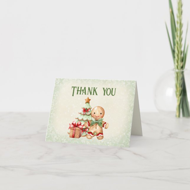 Carte De Remerciements Cute Gingerbread Homme garçon Baby shower de Noël (Devant)