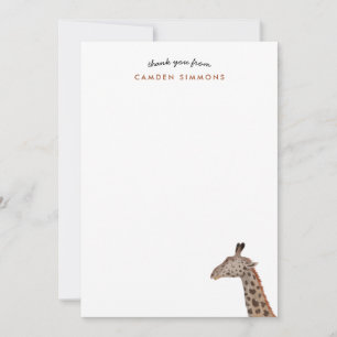 Carte De Remerciements Cute Giraffe Enfants stationnaires