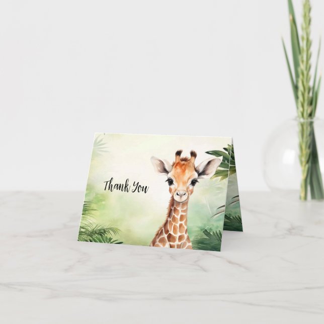 Carte De Remerciements Cute Giraffe Jungle Baby shower Party Belle (Devant)