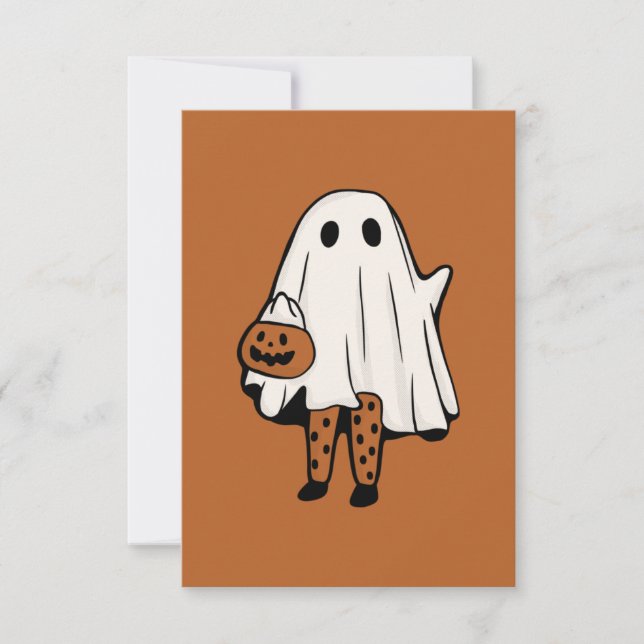 Carte De Remerciements Cute Halloween fantôme avec les bas Halloween (Devant)