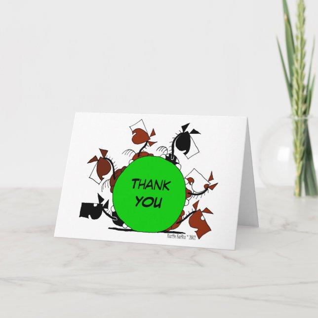 Carte De Remerciements Cute Horse Herd Cartoon Thank You (Devant)