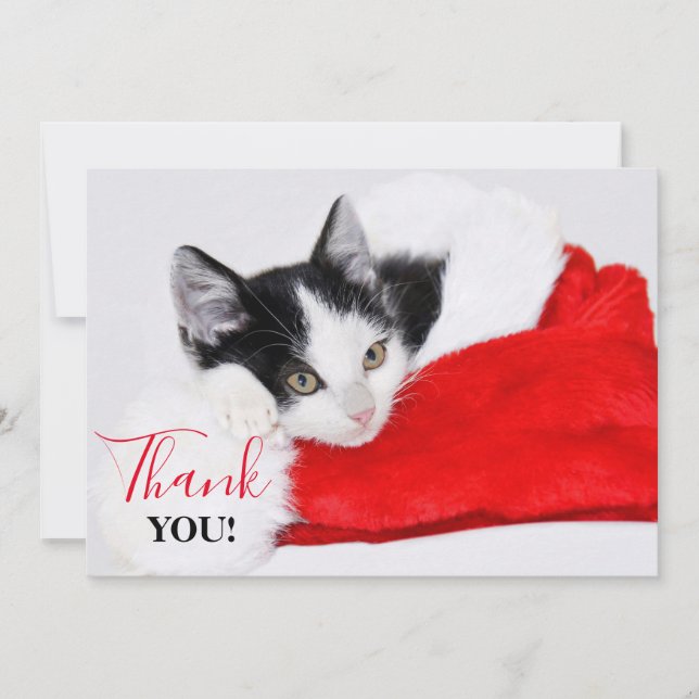 Carte De Remerciements Cute Kitten à Santa Hat (Devant)