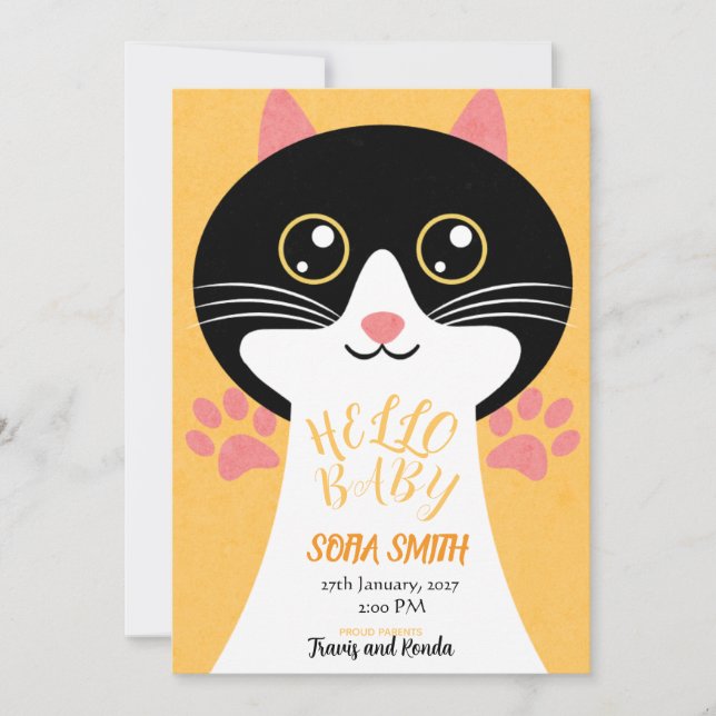 Carte De Remerciements Cute Kitty Baby Arrival Announcement (Devant)