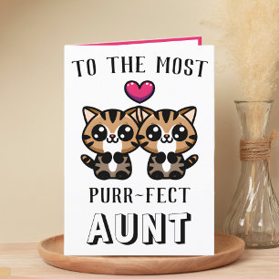 Carte De Remerciements Cute Kitty Chat Kitten Pun Tante Joyeux Anniversai