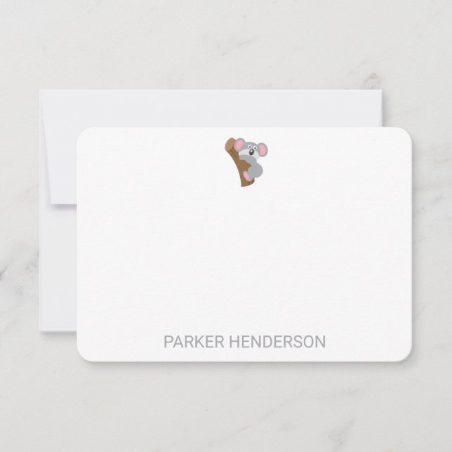 Carte De Remerciements Cute Koala Ours Enfants Stationery personnalisée (Devant)