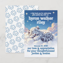 Cute léopard des neiges dormir sur le Baby shower 