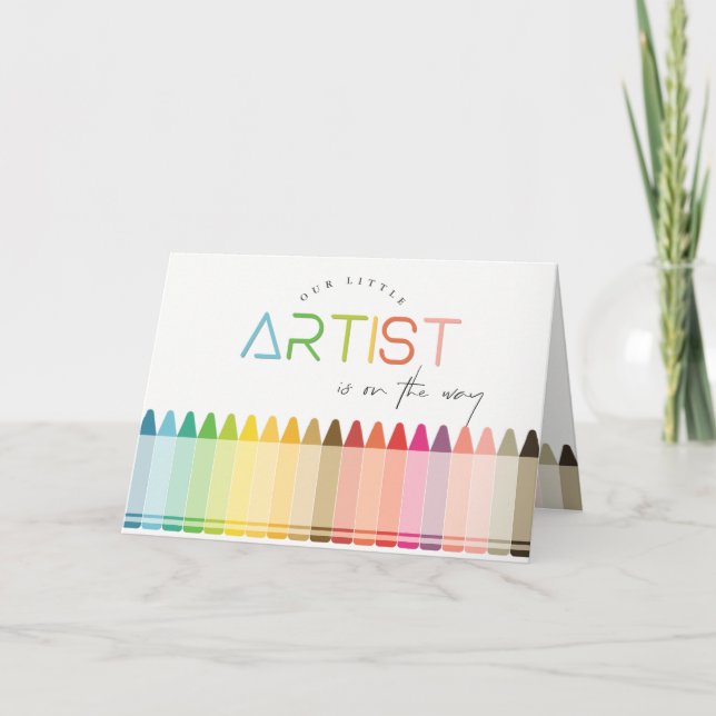 Carte De Remerciements Cute Little Artist Crayon Fun Rainbow Baby shower (Devant)