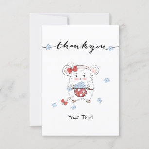 Carte De Remerciements Cute Little Hamster Custom Floral