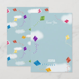 Carte De Remerciements Cute Multicolore Flying Kites Motif pour enfants