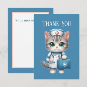 Carte De Remerciements Cute Nurse chat ajouter un message
