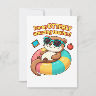 Carte De Remerciements Cute Otter Teacher Appreciation Card