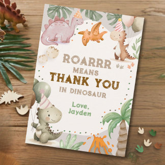 Carte De Remerciements Cute Pastel Watercolor Dinosaur Thank You