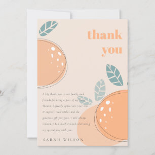 Carte De Remerciements Cute Poche Blush Orange Fruit Baby shower Gras