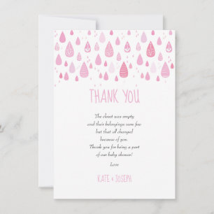 Carte De Remerciements Cute Raindrops Baby Girl ShowMerci Poem