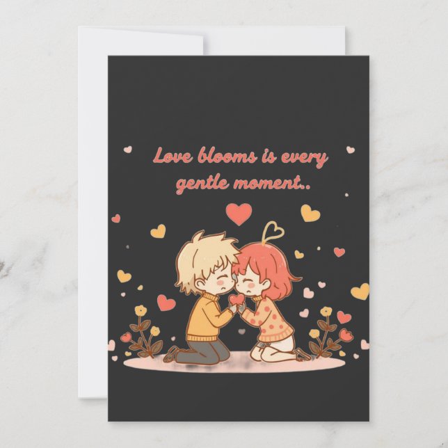 Carte De Remerciements Cute Romantic Anime Couple - Love Moment (Devant)