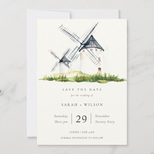 Carte De Remerciements Cute Rustic Farm Windmill Thème Enregistrer La Car (Devant)