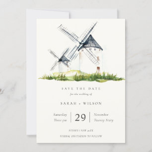 Carte De Remerciements Cute Rustic Farm Windmill Thème Enregistrer La Car